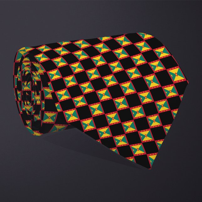 Chequered Grenada Flag Pattern  Tie (Creator Uploaded)