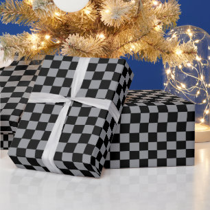 Chequered Grey and Black Wrapping Paper