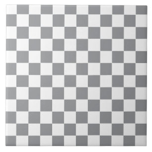 Chequered Grey and White Ceramic Tile