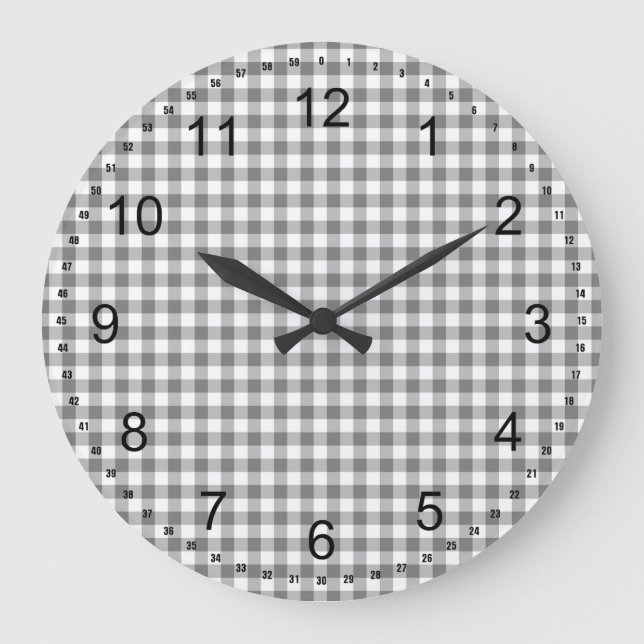 Chequered Grey and White Large Clock (Front)