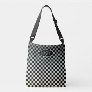 Chequered Grey and White Sunset Monogram Crossbody Bag