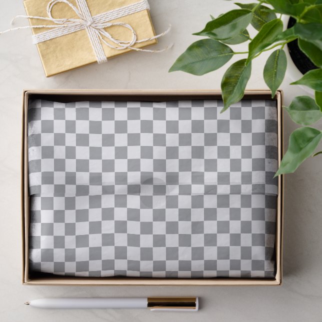 Chequered Grey and White Tissue Paper (Gift)