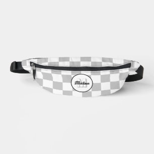 Chequered grey white geometric retro Monogram Bum Bags