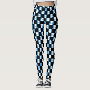 Chequered Guatemala Flag Pattern Leggings