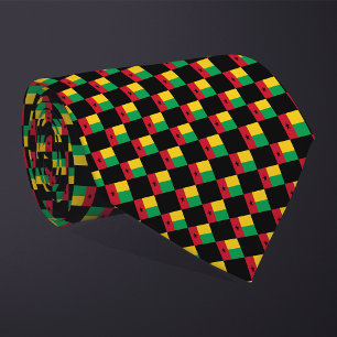 Chequered Guinea-Bissau Flag Pattern  Tie