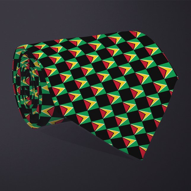 Chequered Guyana Flag Pattern  Tie (Creator Uploaded)