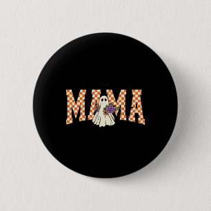 Chequered Halloween Ghost Mama Shirt Cute Floral B 6 Cm Round Badge