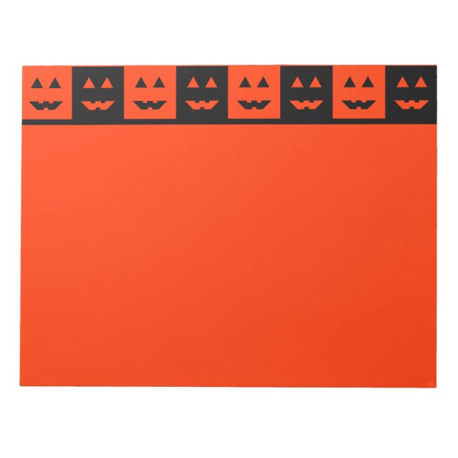 Chequered Halloween Pumpkin Face Squares Notepad (Front)