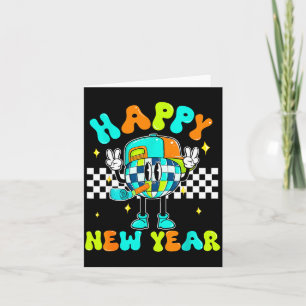 Chequered Happy New Year 2026 Disco Ball New Year  Card