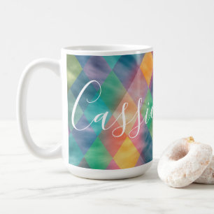 Chequered Harlequin Pale Rainbow  Coffee Mug