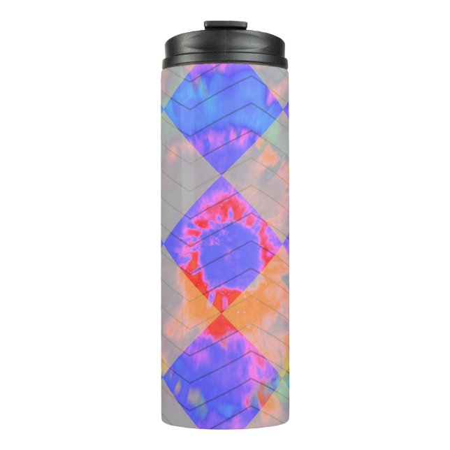 Chequered Harlequin Rainbow Herringbone Colourful  Thermal Tumbler (Front)