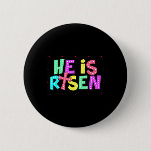 Chequered He Is Risen Jesus Christian Easter Kids  6 Cm Round Badge