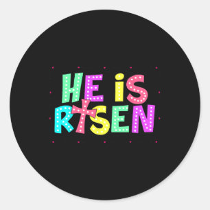 Chequered He Is Risen Jesus Christian Easter Kids Classic Round Sticker