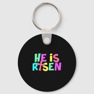 Chequered He Is Risen Jesus Christian Easter Kids Key Ring