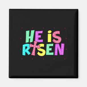 Chequered He Is Risen Jesus Christian Easter Kids  Magnet