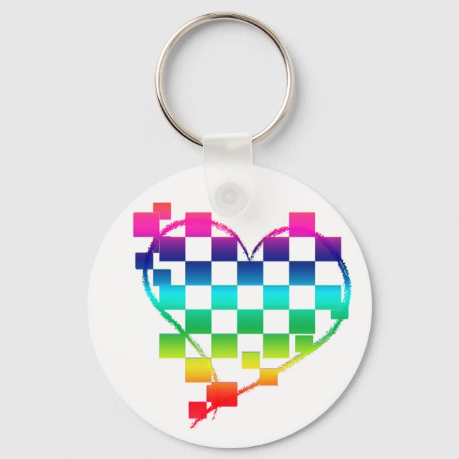 chequered heart. key ring (Front)