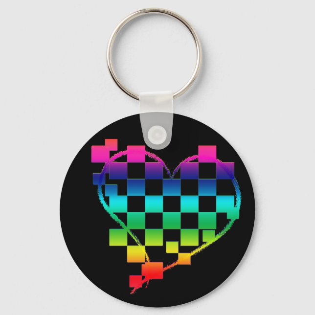chequered heart. key ring (Front)