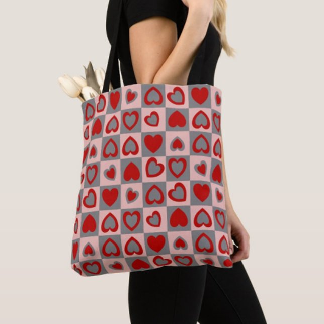 Chequered Heart Pattern  Tote Bag (Creator Uploaded)