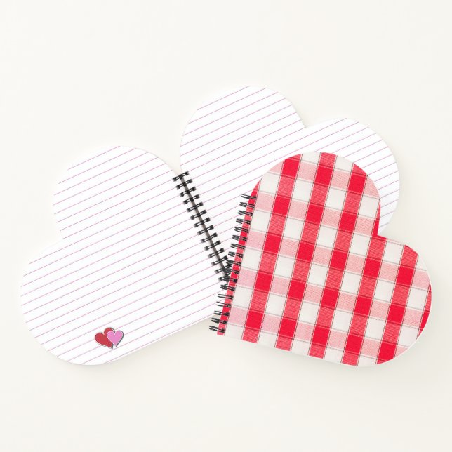 Chequered Heart Shaped Spiral Bound Notebook (Inside)