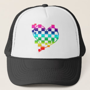 chequered heart. v1. trucker hat