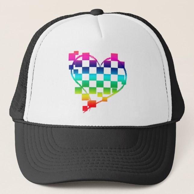 chequered heart. v1. trucker hat (Front)