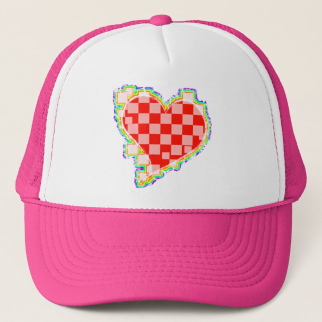 chequered heart. v2. trucker hat (Front)
