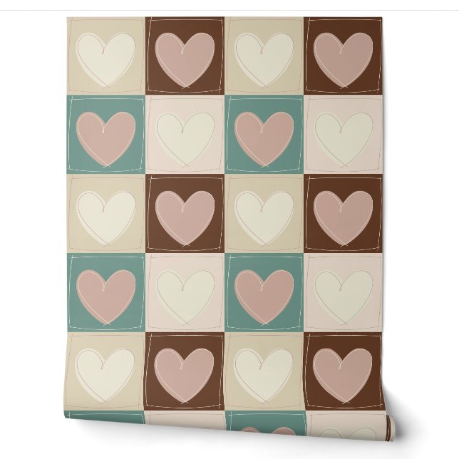 Chequered Hearts Grid Wallpaper (Unrolling)