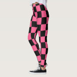 Chequered Hot Pink and Black Leggings<br><div class="desc">Abstract digital art of hot pink and black squares in a chequered formation.</div>