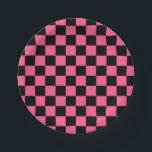Chequered Hot Pink and Black Paper Plate<br><div class="desc">Abstract digital art of hot pink and black squares in a chequered formation.</div>