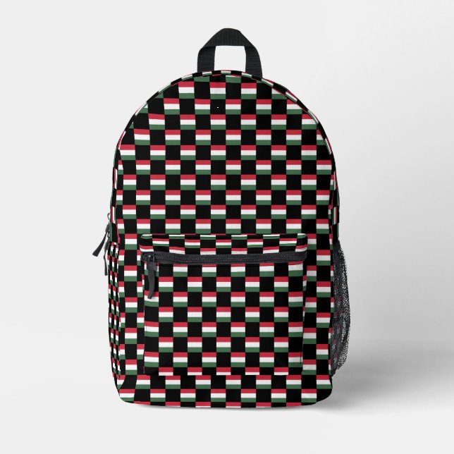 Chequered Hungary Flag Pattern  Printed Backpack (Front)
