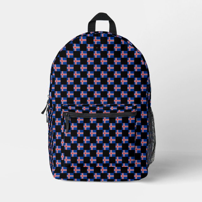 Chequered Iceland Flag Pattern  Printed Backpack (Front)