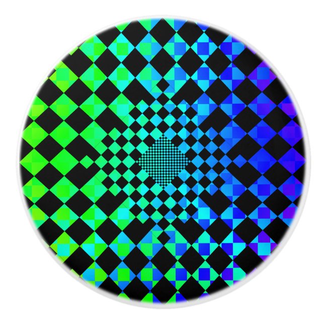 Chequered Illusion by Kenneth Yoncich Ceramic Knob (Front)