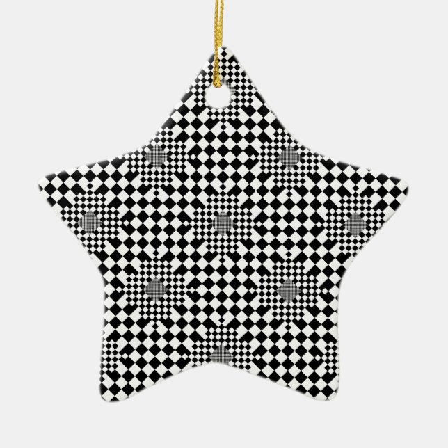 Chequered Illusion by Kenneth Yoncich Ceramic Ornament (Front)