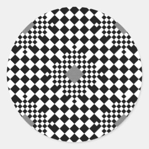 Chequered Illusion by Kenneth Yoncich Classic Round Sticker