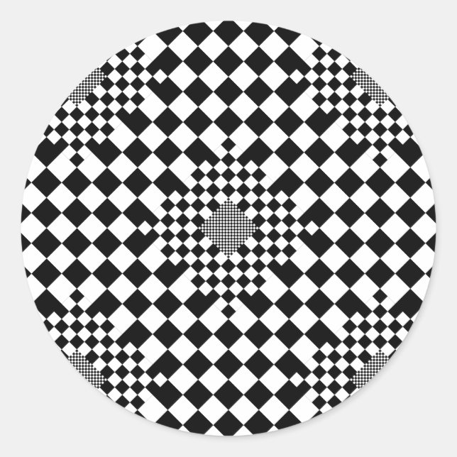 Chequered Illusion by Kenneth Yoncich Classic Round Sticker (Front)