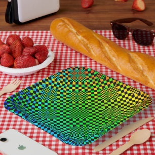 Chequered Illusion by Kenneth Yoncich Paper Plate
