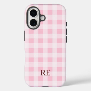 Chequered Initials Custom iPhone 16 Case