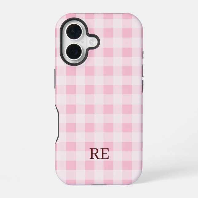 Chequered Initials Custom iPhone 16 Case (Back)