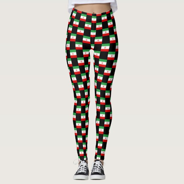 Chequered Iran Flag Pattern  Leggings (Front)