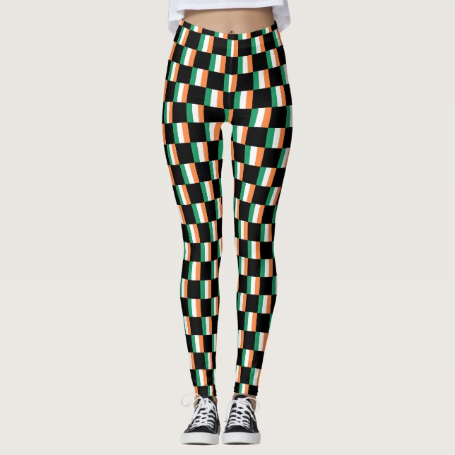 Chequered Ireland Flag Pattern  Leggings (Front)