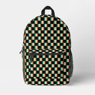 Chequered Ireland Flag Pattern Printed Backpack