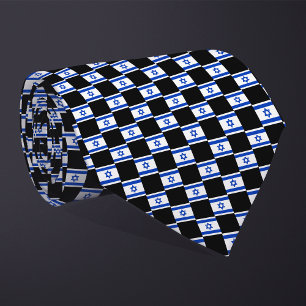Chequered Israel Flag Pattern Tie