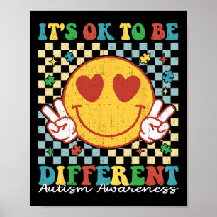 Chequered It Is Ok To Be Different Autism Awarenes Poster