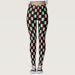 Chequered Italy Flag Pattern Leggings