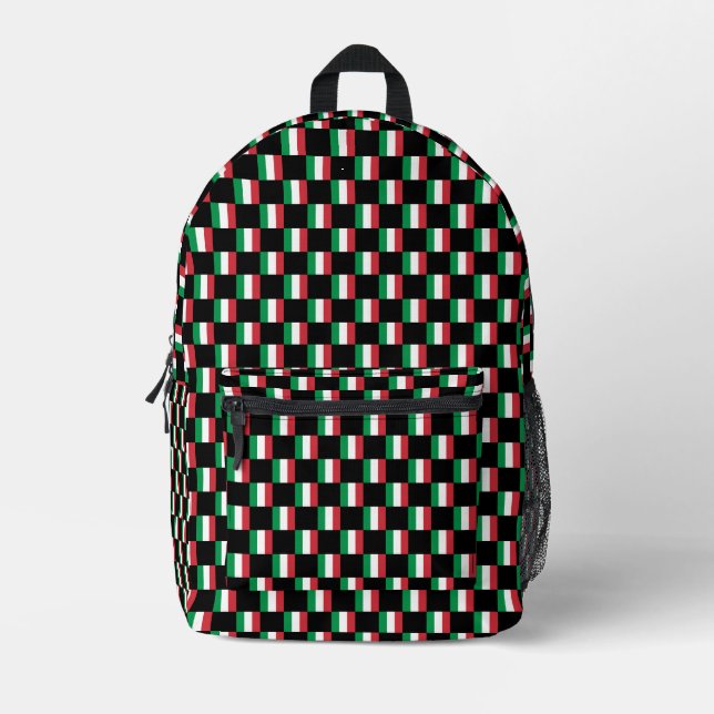 Chequered Italy Flag Pattern  Printed Backpack (Front)