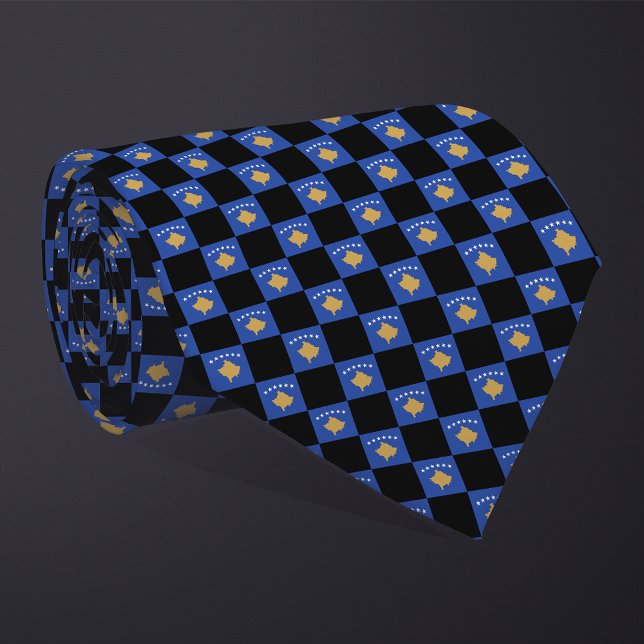 Chequered Kosovo Flag Pattern  Tie (Creator Uploaded)