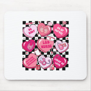 Chequered Landd Nurse Valentine Candy Heart Labour Mouse Pad