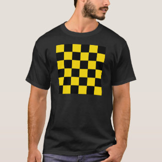 Chequered Large - Black and Golden Yellow T-Shirt