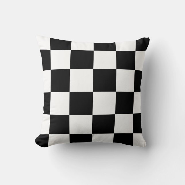 Chequered Large - Black and White Cushion (Front)