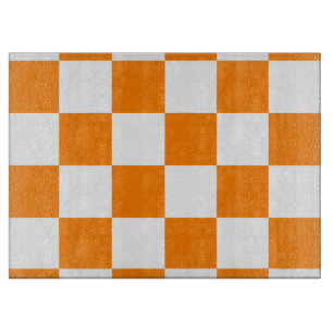 Chequered Large - White and Orange Cutting Board